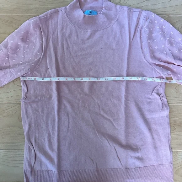 CeCe Clip Dot Chiffon Sleeve Sweater - PINK - Size-  MEDIUM - WOMENS - Picture 6 of 7